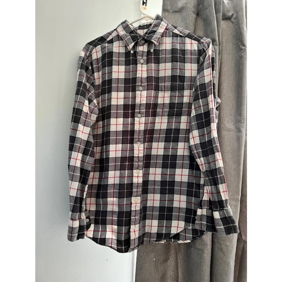 JOHN ashford plaid button up white, black,‎ red- size small - Picture 1 of 4